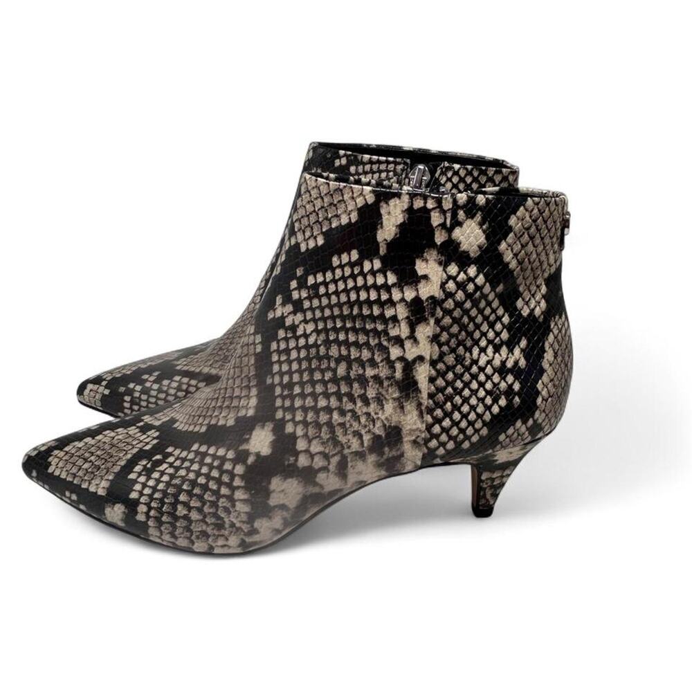 Circus by Sam Edelman Kirby Booties, black/white snakeskin,pointed toe side-zip.